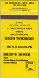 Matchbook Cover - Deen's Diner Winnipeg MB 30 Strike