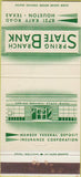 Matchbook Cover - Spring State Bank Houston TX 30 Strike