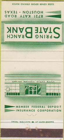 Matchbook Cover - Spring State Bank Houston TX 30 Strike