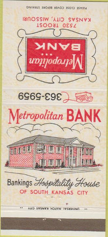 Matchbook Cover - Metropolitan Bank Kansas City MO 30 Strike