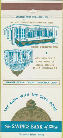 Matchbook Cover - Savings Bank of Utica NY 30 Strike