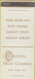 Matchbook Cover - Colonial Trust Co New York City WEAR 30 Strike