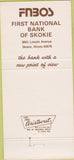 Matchbook Cover - First National Bank Skokie IL 30 Strike