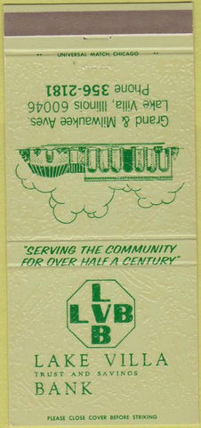 Matchbook Cover - Lake Villa Trust Savings Bank Lake Villa IL 30 Strike