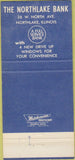 Matchbook Cover - Northlake Bank Northlake IL 30 Strike