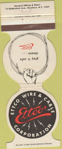 Matchbook Cover - ETTCO Wire Cable Corp Brooklyn NY Jewelite