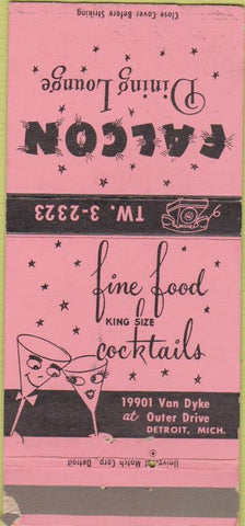 Matchbook Cover - Falon Dining Room Detroit MI 30 Strike