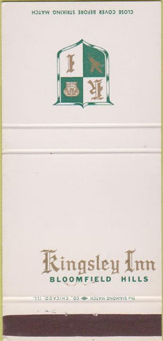 Matchbook Cover - Kingsley Inn Bloomfield Hills MI 30 Strike