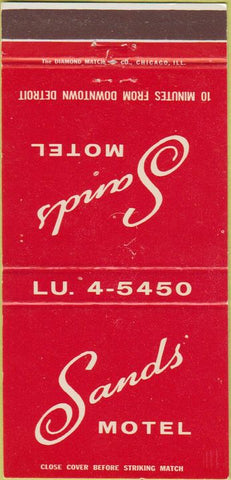Matchbook Cover - Sands Motel Detroit MI 30 Strike