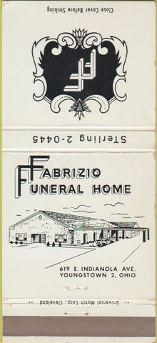 Matchbook Cover - Fabrizio Funeral Home Youngstown OH 30 Strike