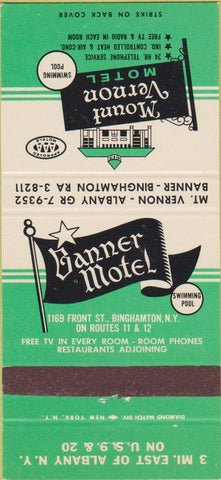 Matchbook Cover - Mount Vernon Motel Albany NY 30 Strike
