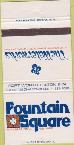 Matchbook Cover - The Waterworks Fountain Square Fort Worth TX 30 Strike