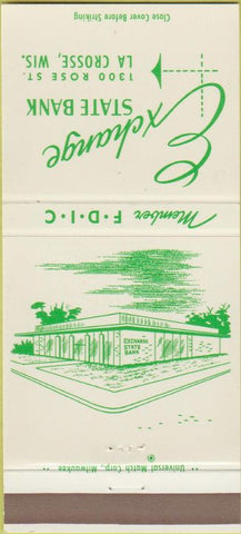 Matchbook Cover - Exchange State Bank La Crosse WI 30 Strike