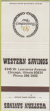 Matchbook Cover - Western Savings Bank Chicago IL 30 Strike