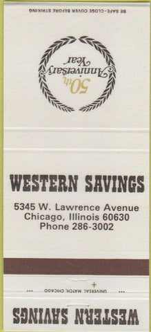 Matchbook Cover - Western Savings Bank Chicago IL 30 Strike