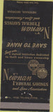 Matchbook Cover - Newnan Federal Savings Loan GA 30 Strike