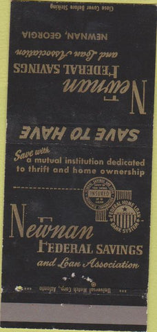 Matchbook Cover - Newnan Federal Savings Loan GA 30 Strike