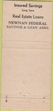 Matchbook Cover - Newnan Federal Savings Loan GA 30 Strike