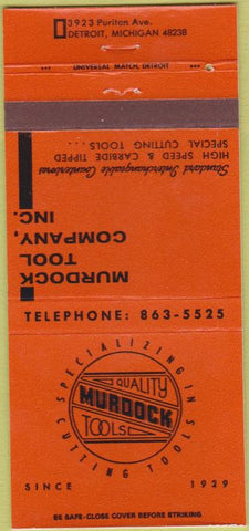 Matchbook Cover - Murdock Tools Cutting Detroit MI 30 Strike