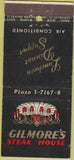 Matchbook Cover - Gilmore's Steak House New York City  21 Strike Feature