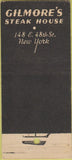Matchbook Cover - Gilmore's Steak House New York City  21 Strike Feature