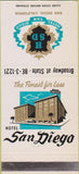 Matchbook Cover - Hotel San Diego CA 30 Strike