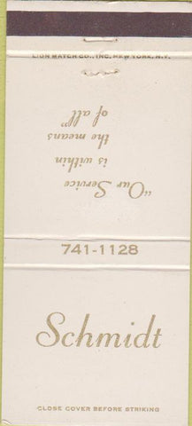 Matchbook Cover - Schmidt Funeral Home Elgin IL 30 Strike