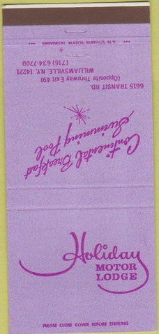 Matchbook Cover - Holiday Motor Lodge Williamsville NY 30 Strike