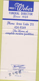 Matchbook Cover - Fred T Weber Allentown PA funeral home 30 Strike