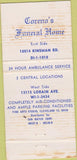 Matchbook Cover - Coreno Funeral Home Cleveland OH 30 Strike