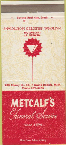 Matchbook Cover - Metcalf's Funeral Home Grand Rapids MI 30 Strike
