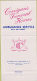 Matchbook Cover - Corrigan's Funeral Home Cleveland OH 30 Strike