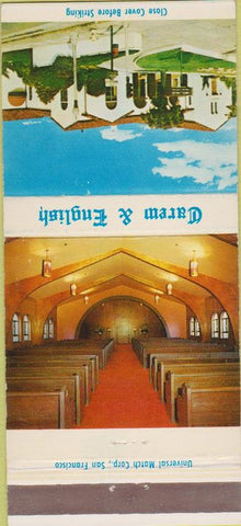 Matchbook Cover - Carew  and  English Funeral Home San Francisco CA 30 Strike