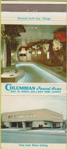 Matchbook Cover - Columbian Funeral Home Oak Park IL 30 Strike