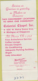 Matchbook Cover - Colonial Chapel South Bend IN Funeral Home 30 Strike
