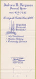 Matchbook Cover - Andrew Ferguson Funeral Home Uniontown PA 30 Strike