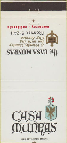 Matchbook Cover - Casa Munras Monterey CA 30 Strike