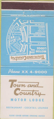 Matchbook Cover - Town and Country Motor Lodge Bronx NY 30 Strike