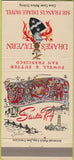 Matchbook Cover - Sir Francis Drake Hotel San Francisco CA 30 Strike
