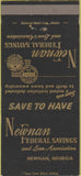 Matchbook Cover - Newnan Federal Savings Bank GA 30 Strike