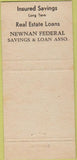 Matchbook Cover - Newnan Federal Savings Bank GA 30 Strike