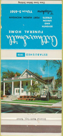 Matchbook Cover - Arthur Smith Funeral Home Port Huron MI 30 Strike