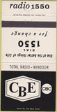 Matchbook Cover - CBE CBC Radio Windsor ON 1550 30 Strike
