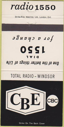Matchbook Cover - CBE CBC Radio Windsor ON 1550 30 Strike
