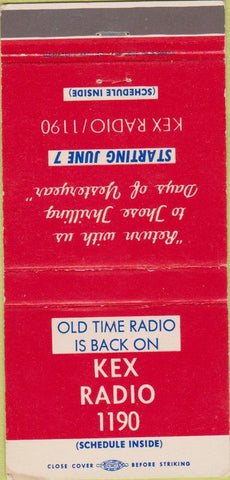Matchbook Cover - KEX Radio 1190 Lone Ranger 30 Strike
