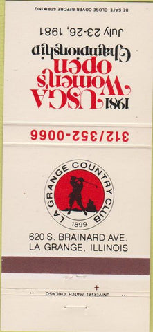 Matchbook Cover - 1981 USGA Women's golf Championship LaGrange IL 30 Strike