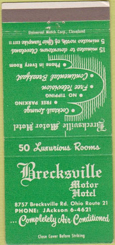 Matchbook Cover - Brecksville Motor Hotel OH 30 Strike