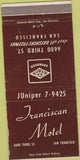 Matchbook Cover - Franciscan Motel San Francisco CA WEAR 30 Strike
