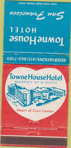 Matchbook Cover - Town House Hotel San Francisco CA WEAR 30 Strike