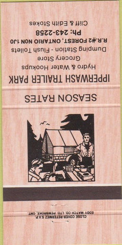 Matchbook Cover - Ipperwash Trailer Park Forest ON 30 Strike
